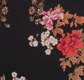 Viskozová šatová látka jemná růžové květy