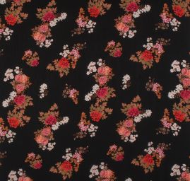 Viskozová šatová látka jemná růžové květy