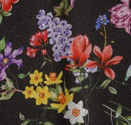 Hedvábí šatové drobné květy černé