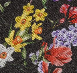 Hedvábí šatové drobné květy černé