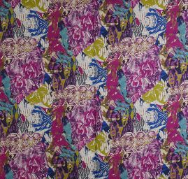 Hedvábí šatové abstraktní květinový motiv