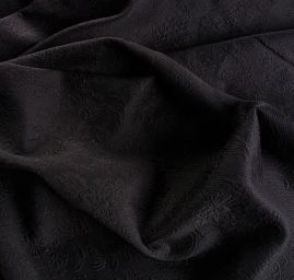 Žakár květinový motiv černý