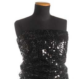 Imitace kožešiny černá s aplikací lesklých střípků