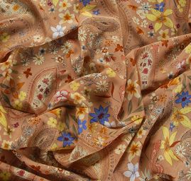 Viskozová šatová látka květinový a paisley vzor