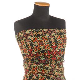 Tyl výšivka barevné čtverce ornamentální vzor