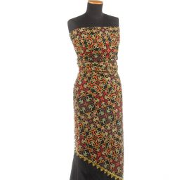 Tyl výšivka barevné čtverce ornamentální vzor