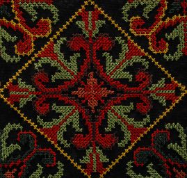 Tyl výšivka barevné čtverce ornamentální vzor