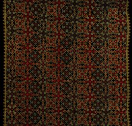 Tyl výšivka barevné čtverce ornamentální vzor