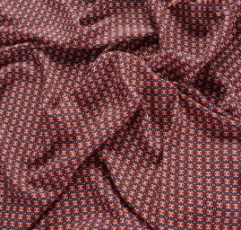 Viskozová šatová látka drobné květy červená modrá