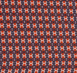 Viskozová šatová látka drobné květy červená modrá