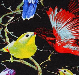 Úplet digitální tisk ptáčci černý