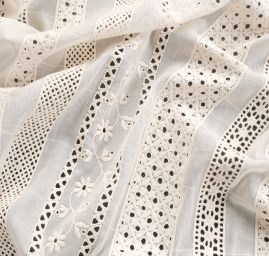 Madeira bavlna vzor květy/ornamenty smetanová