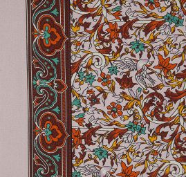 Hedvábný satén starorůžové barvy květinový vzor