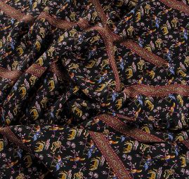 Hedvábný satén zvířecí vzor tukan/zebra