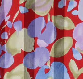 Satén šifon květinový vzor červenomodrý