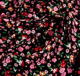 Viskozová šatovka drobný květ černá