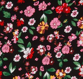 Viskozová šatovka drobný květ černá