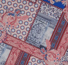 Šatová látka imitace hedvábí květy paisley vzor