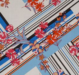 Viskozová šatovka geometrický vzor modrá