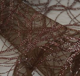 Krajka geometrický vzor vlnek tmavě hnědá