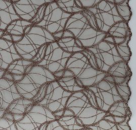 Krajka geometrický vzor vlnek tmavě hnědá