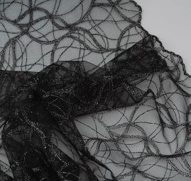 Krajka geometrický vzor vlnek černá