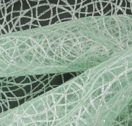 Krajka geometrický vzor vlnek pistáciová