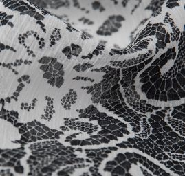 Šifon květinový krajkový vzor z kolekce Black and White