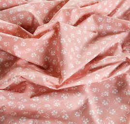Bavlněná látka tisk motiv květin starorůžová
