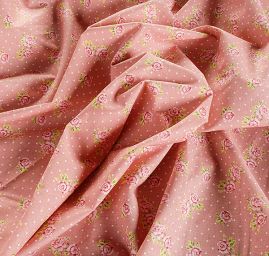 Bavlněná látka tisk motiv květin/puntiků starorůžová