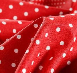 Bavlněná látka tisk puntíky červená/bílá