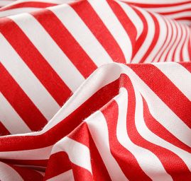 Bavlněná látka tisk motiv proužků červené/bílé