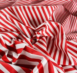 Bavlněná látka tisk motiv proužků červené/bílé