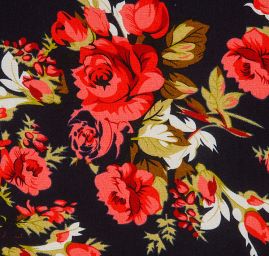 Viskozová šatovka vzor růže tmavě modrá