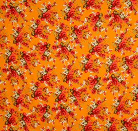 Viskozová šatovka vzor růže oranžová