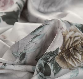 Imitace hedvábí pružný atlas růže šedá starorůžová