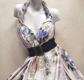 Imitace hedvábí pružný atlas růže starorůžová fialová