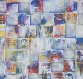 Viskozová šatová látka tisk geometrický vzor