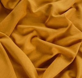 Kostýmová pružná látka imitace lnu okrová