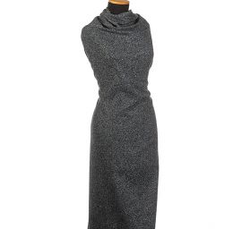 Vlněná tvídová kostýmová látka černomodrá