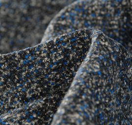 Vlněná tvídová kostýmová látka černomodrá