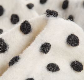 Varená vlna art textil vzor bodiek smotanová / čierna