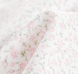 Bavlněná látka tisk drobné kytičky růžové