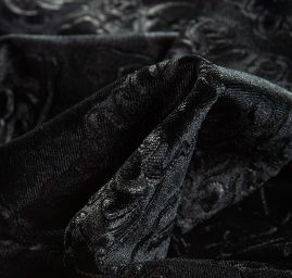 Samet plastický vzor květinového ornamentu černý