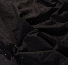 Vyšívaná látka madeira černá lístečky