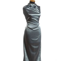 Satén taft pružný šedostříbrná