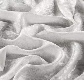 Šifon jemný květinový vzor slonová kost