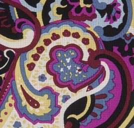 Šifon viskozový paisley vzor tm.fialový