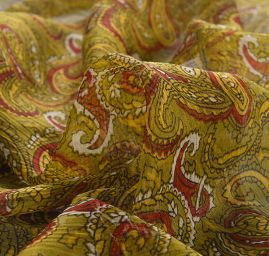 Šifon plise drobný paisley vzor 