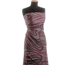 Šifon květinový paisley vzor fialový